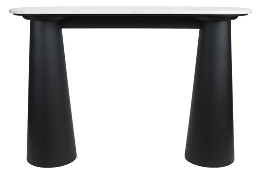 Stonehaven White Marble Top and Black Mango Wood Console Table