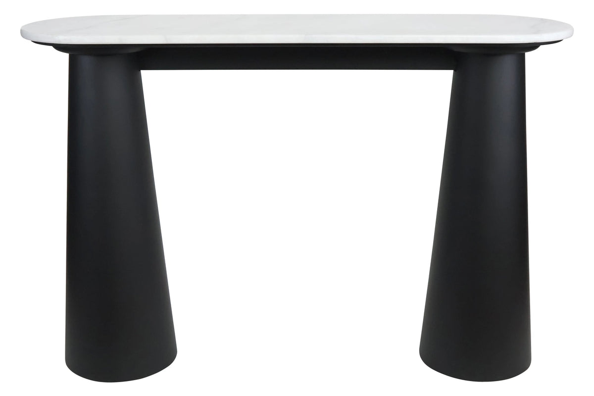 Stonehaven White Marble Top and Black Mango Wood Console Table