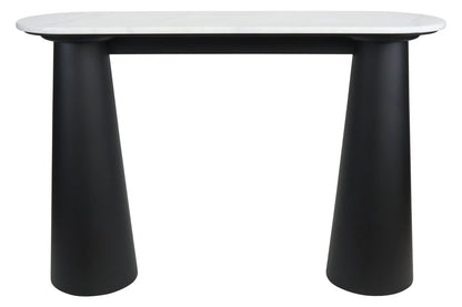 Stonehaven White Marble Top and Black Mango Wood Console Table
