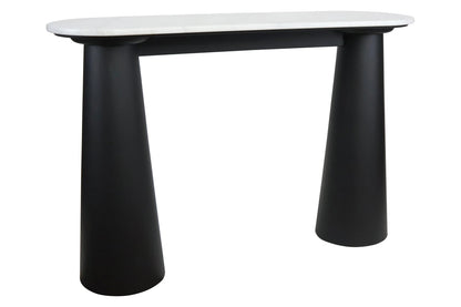 Stonehaven White Marble Top and Black Mango Wood Console Table