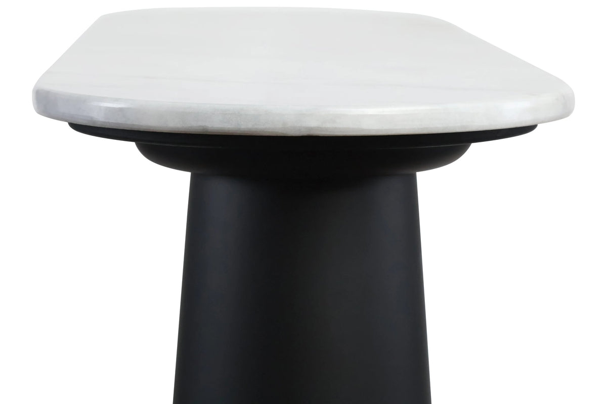 Stonehaven White Marble Top and Black Mango Wood Console Table