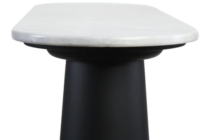 Stonehaven White Marble Top and Black Mango Wood Console Table