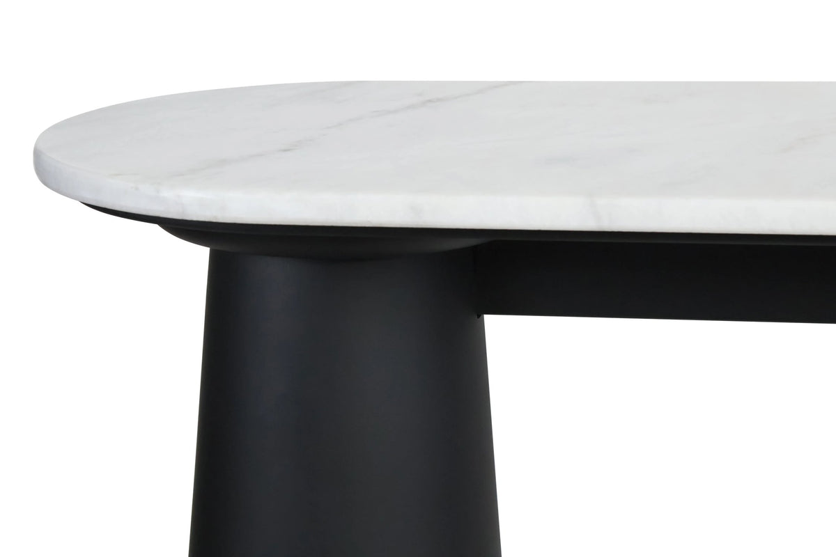 Stonehaven White Marble Top and Black Mango Wood Console Table