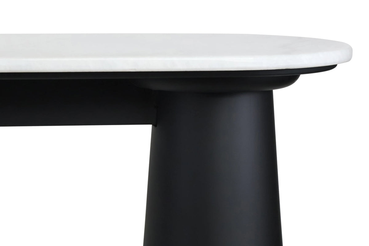 Stonehaven White Marble Top and Black Mango Wood Console Table