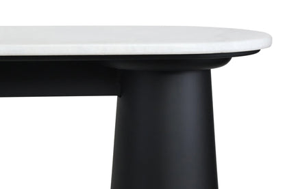 Stonehaven White Marble Top and Black Mango Wood Console Table