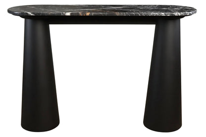 Stonehaven Black and White Marble Top Console Table with Mango Wood Legs