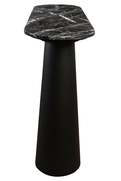 Stonehaven Black and White Marble Top Console Table with Mango Wood Legs