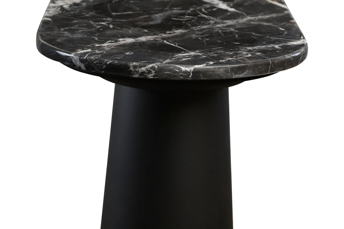 Stonehaven Black and White Marble Top Console Table with Mango Wood Legs