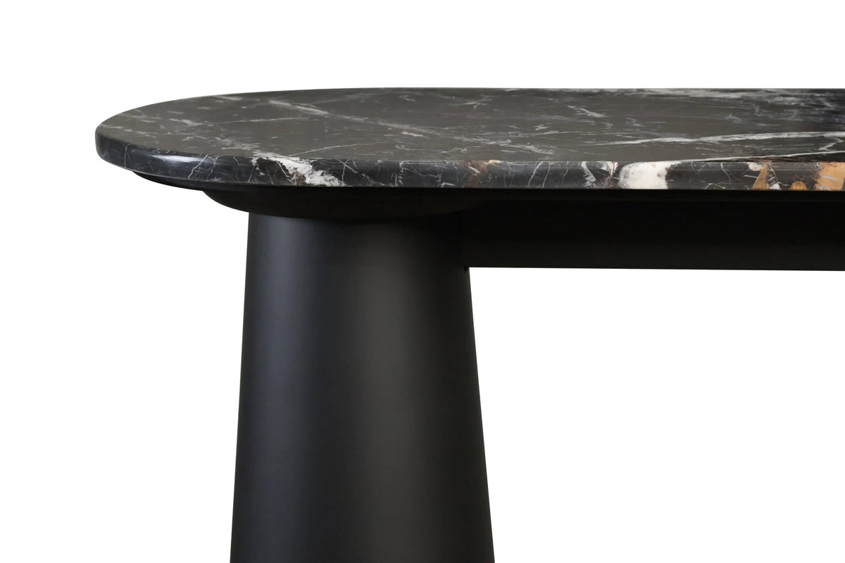 Stonehaven Black and White Marble Top Console Table with Mango Wood Legs