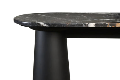 Stonehaven Black and White Marble Top Console Table with Mango Wood Legs