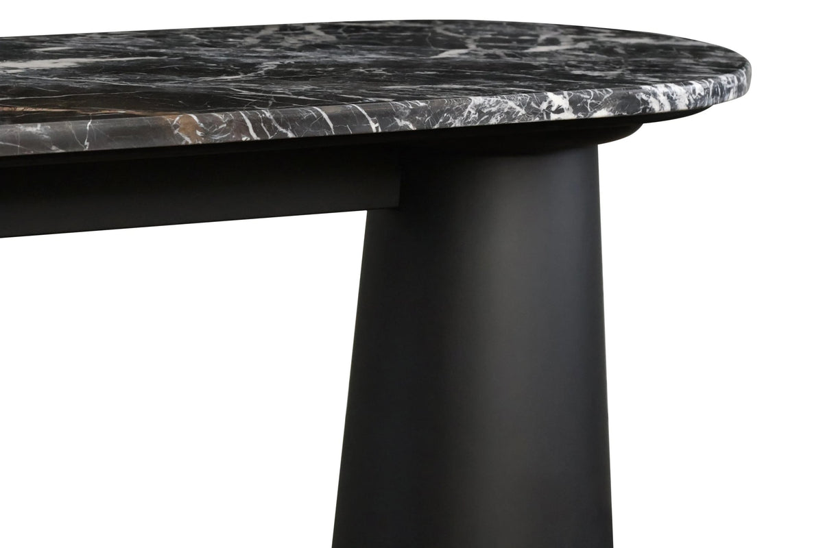 Stonehaven Black and White Marble Top Console Table with Mango Wood Legs
