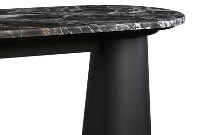 Stonehaven Black and White Marble Top Console Table with Mango Wood Legs