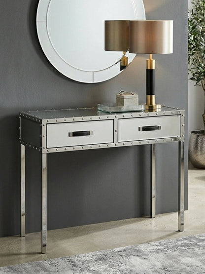 Rivelle Mirrored Console Table with Drawers