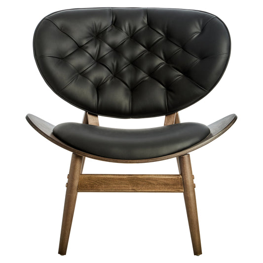 Ashbourne Black Leather Effect Chair with Elm Wood Frame