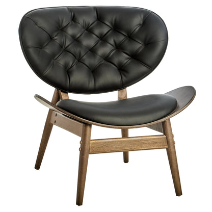 Ashbourne Black Leather Effect Chair with Elm Wood Frame
