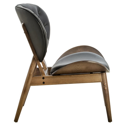 Ashbourne Black Leather Effect Chair with Elm Wood Frame
