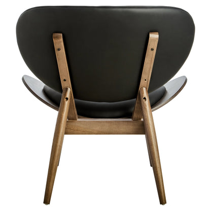 Ashbourne Black Leather Effect Chair with Elm Wood Frame