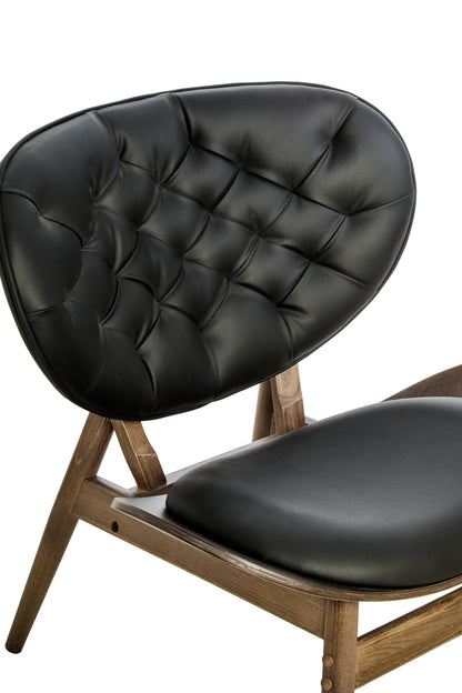 Ashbourne Black Leather Effect Chair with Elm Wood Frame