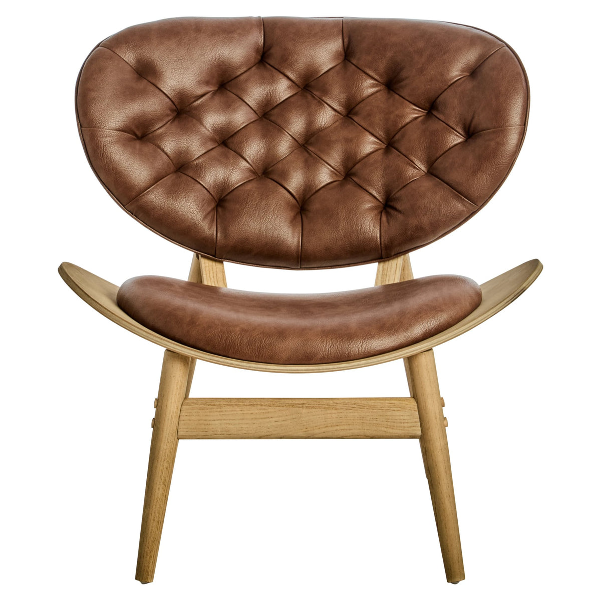 Ashbourne Brown Leather Effect Chair with Elm Wood Frame