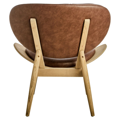 Ashbourne Brown Leather Effect Chair with Elm Wood Frame