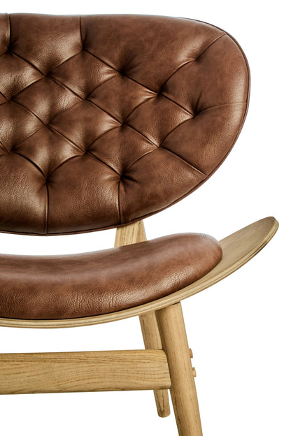 Ashbourne Brown Leather Effect Chair with Elm Wood Frame