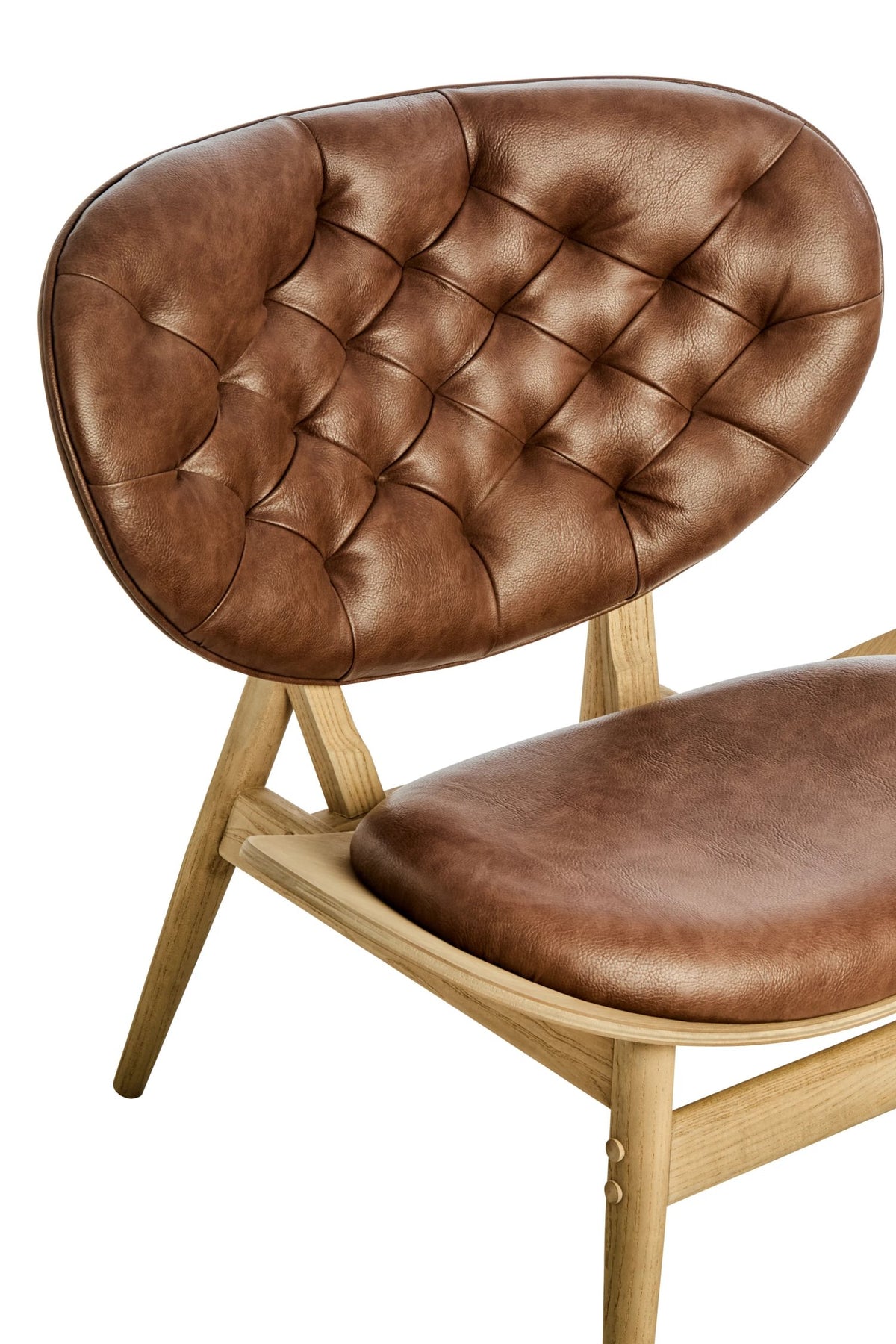 Ashbourne Brown Leather Effect Chair with Elm Wood Frame