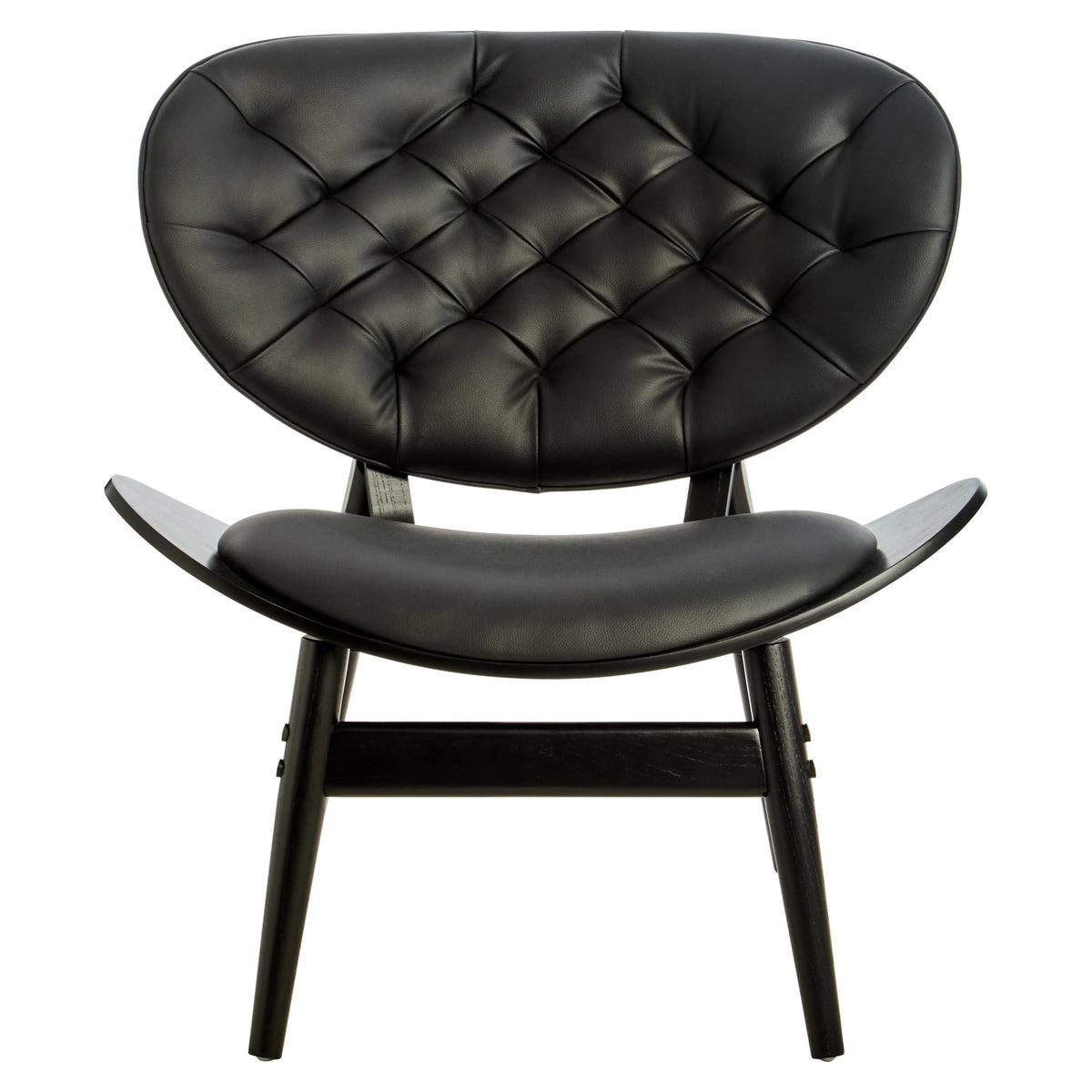 Ashbourne Black Leather Effect Chair with Elm Wood Frame