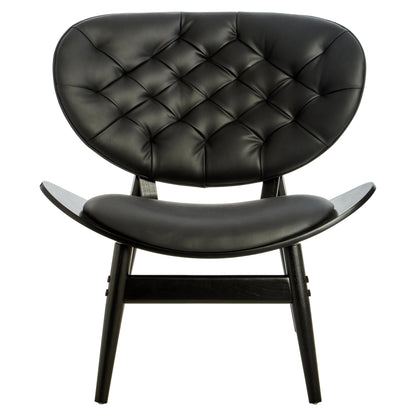 Ashbourne Black Leather Effect Chair with Elm Wood Frame