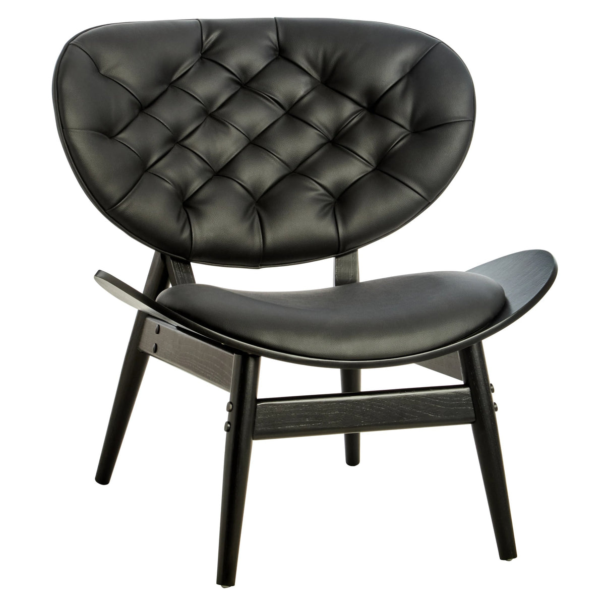 Ashbourne Black Leather Effect Chair with Elm Wood Frame