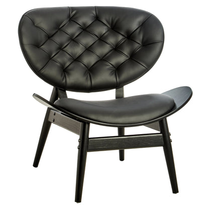Ashbourne Black Leather Effect Chair with Elm Wood Frame