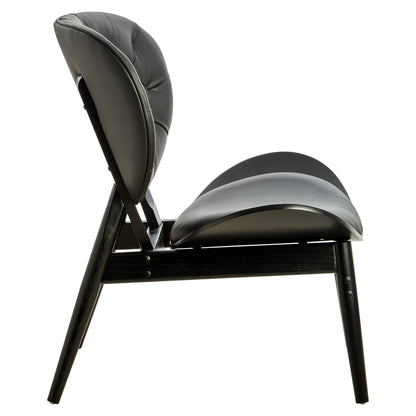 Ashbourne Black Leather Effect Chair with Elm Wood Frame