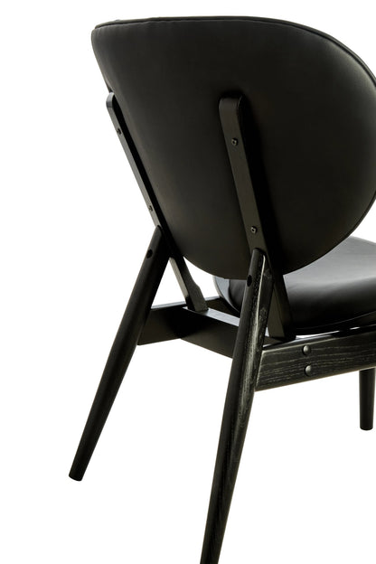 Ashbourne Black Leather Effect Chair with Elm Wood Frame