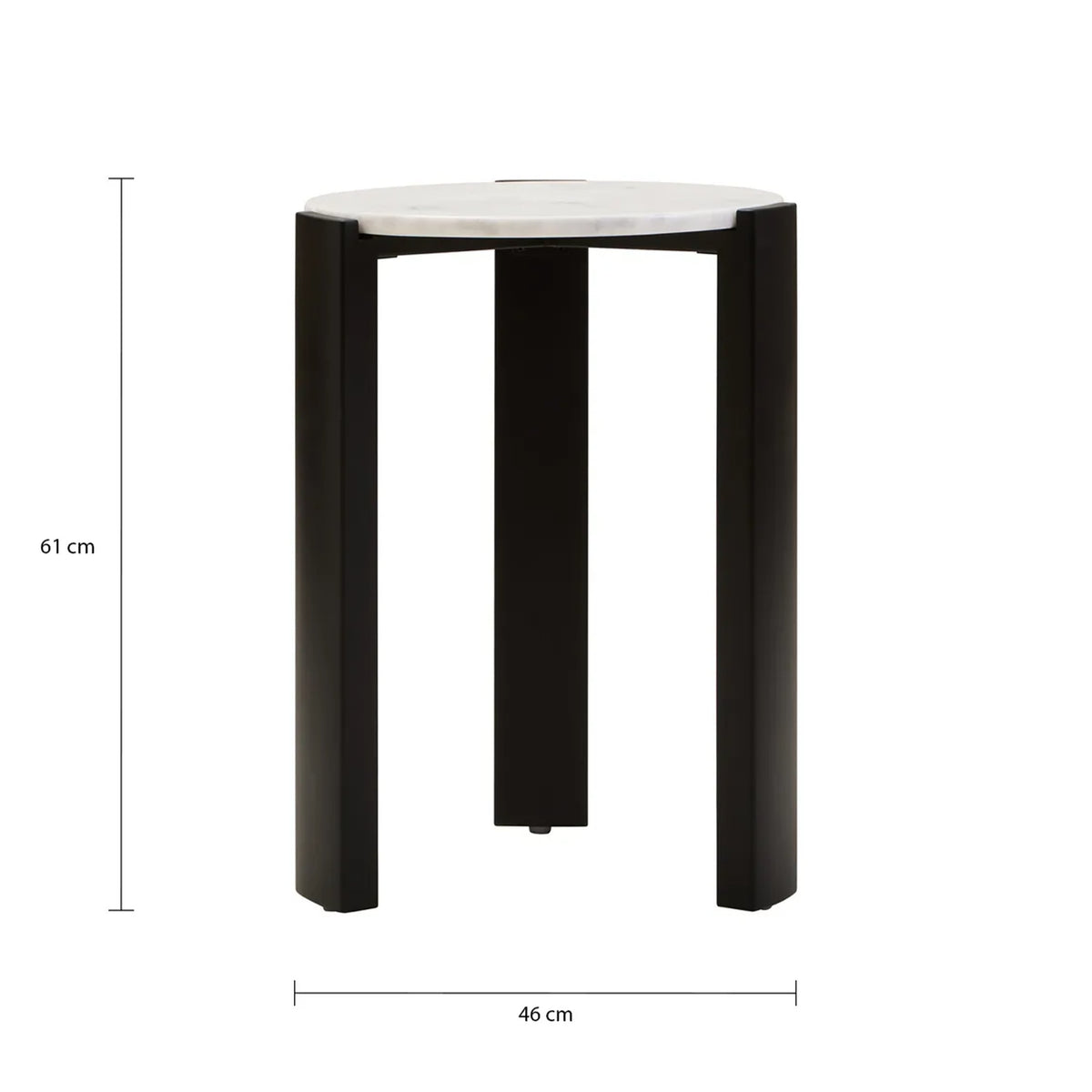 Iberia White Marble and Black Acacia Wood Side Table