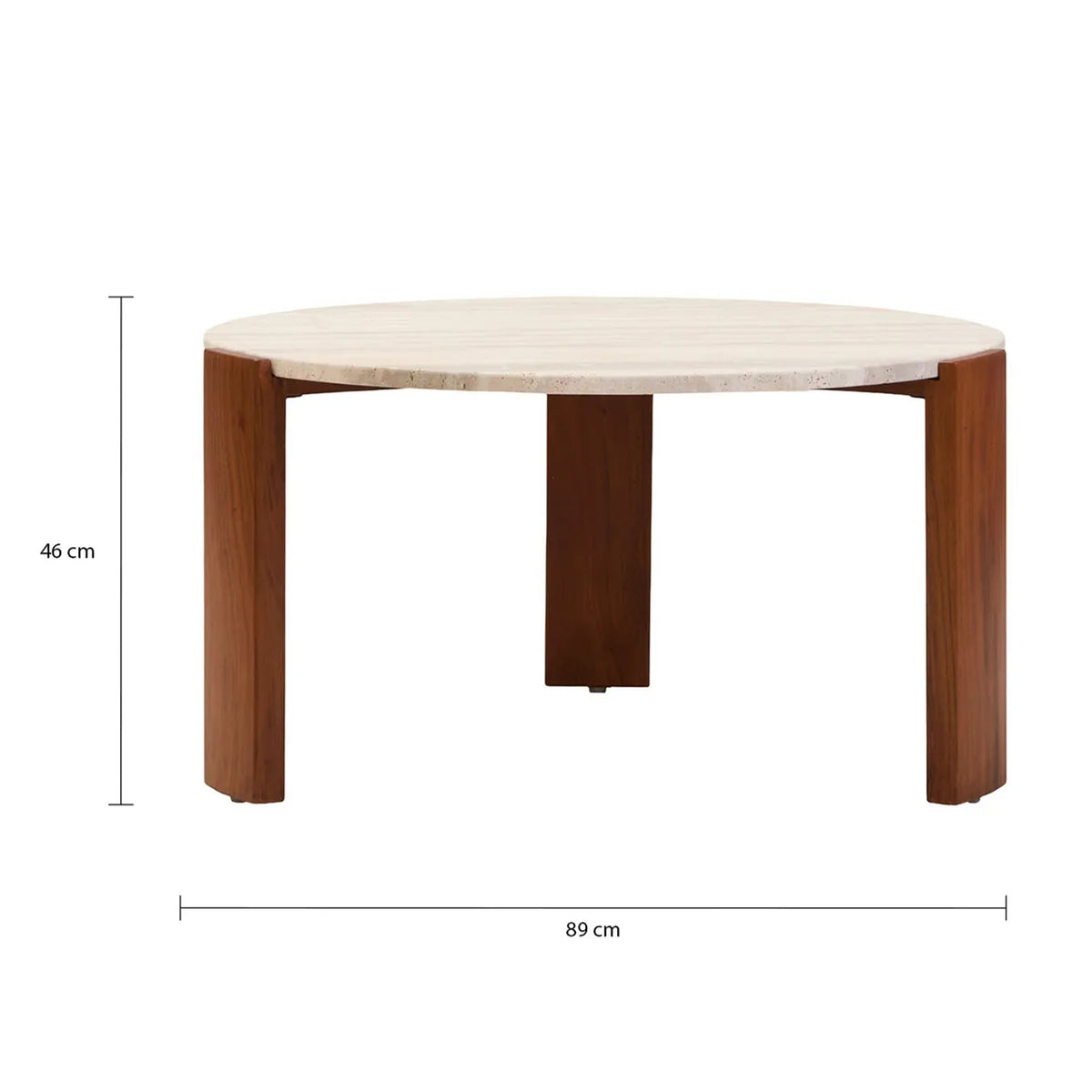 Iberia Travertine and Acacia Wood Large Coffee Table