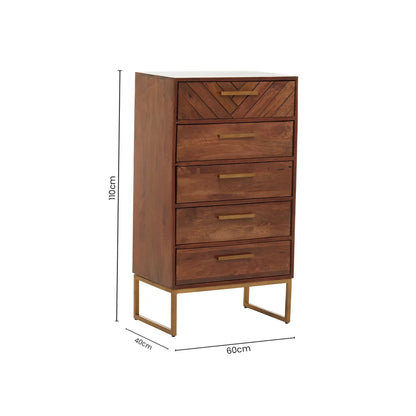 Mangrove Mango Wood Chest of 5 Drawers