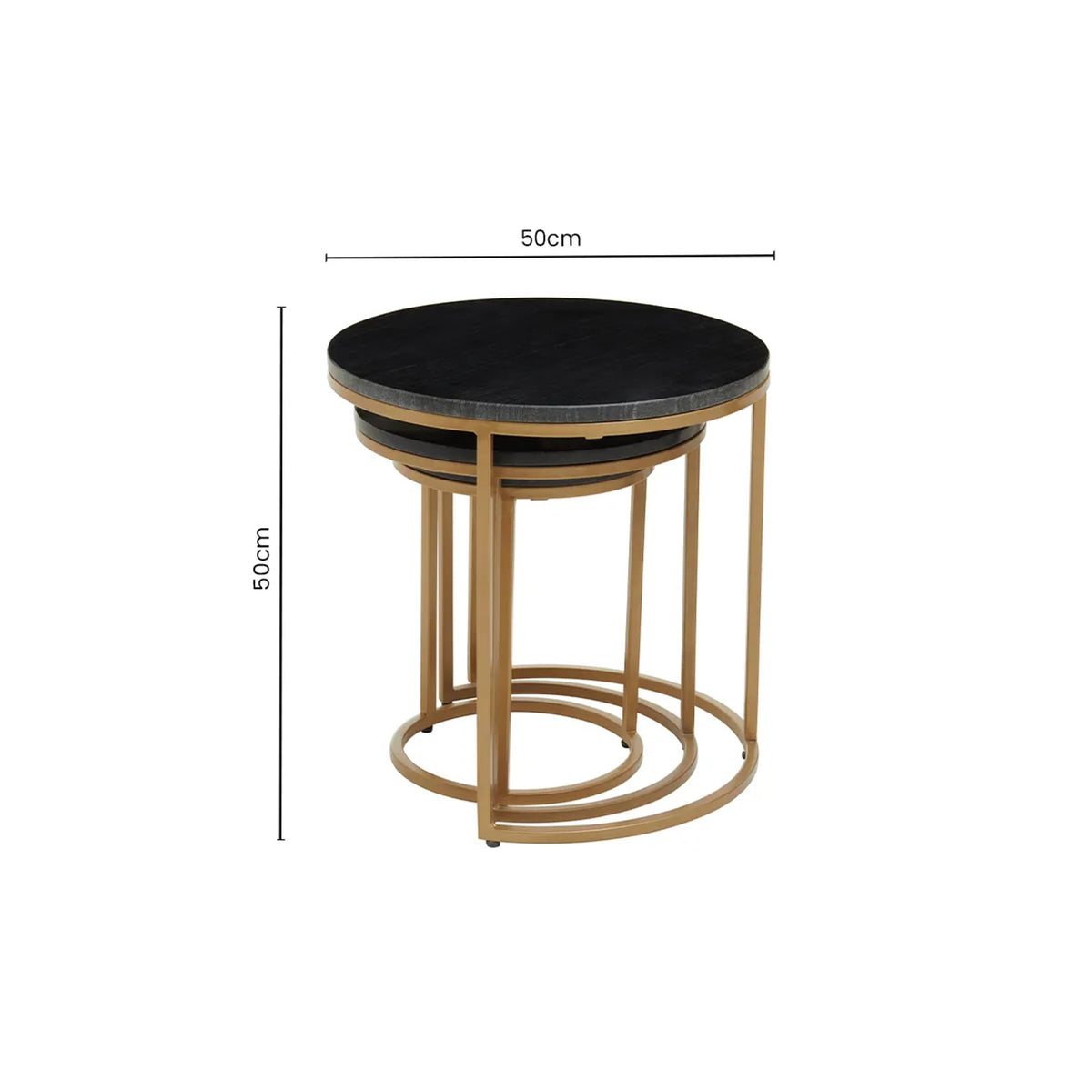 Nerello Nest Of Three Black Marble Top Tables