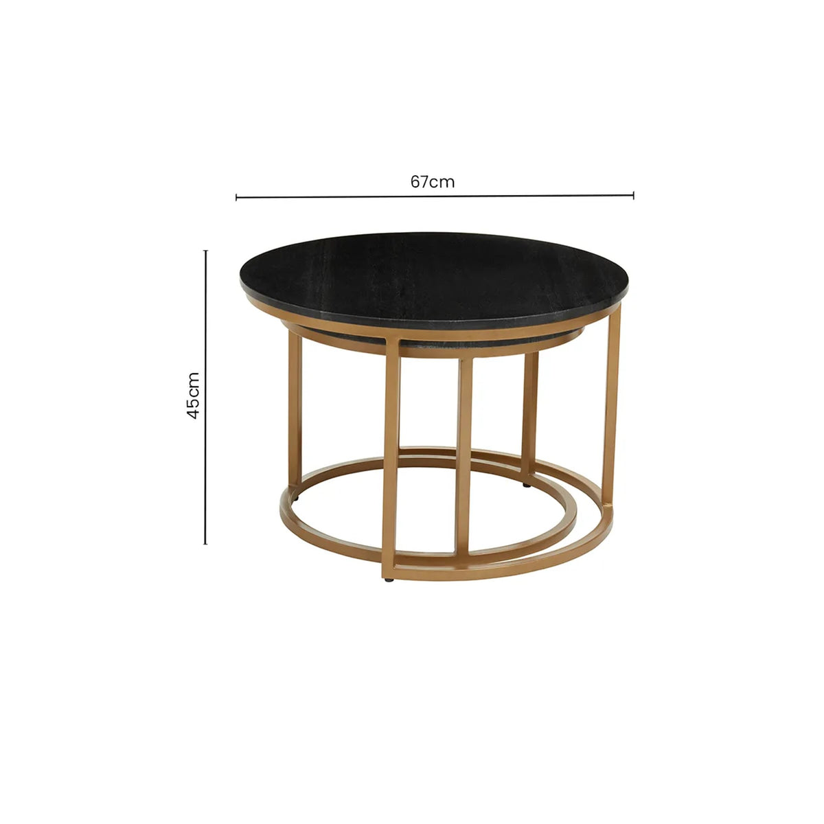 Nerello Nest Of Two Black Marble Top Round Coffee Tables