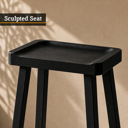 Bordeaux Black Oak Wood Bar Stool