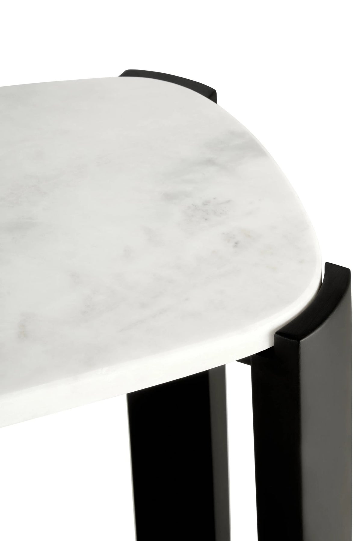 Iberia White Marble Top and Black Acacia Wood Console Table