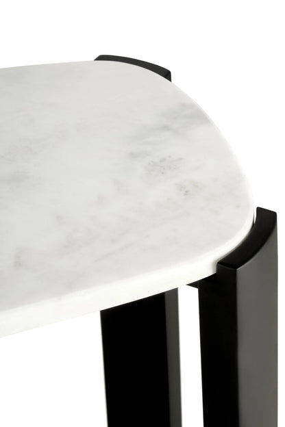 Iberia White Marble Top and Black Acacia Wood Console Table