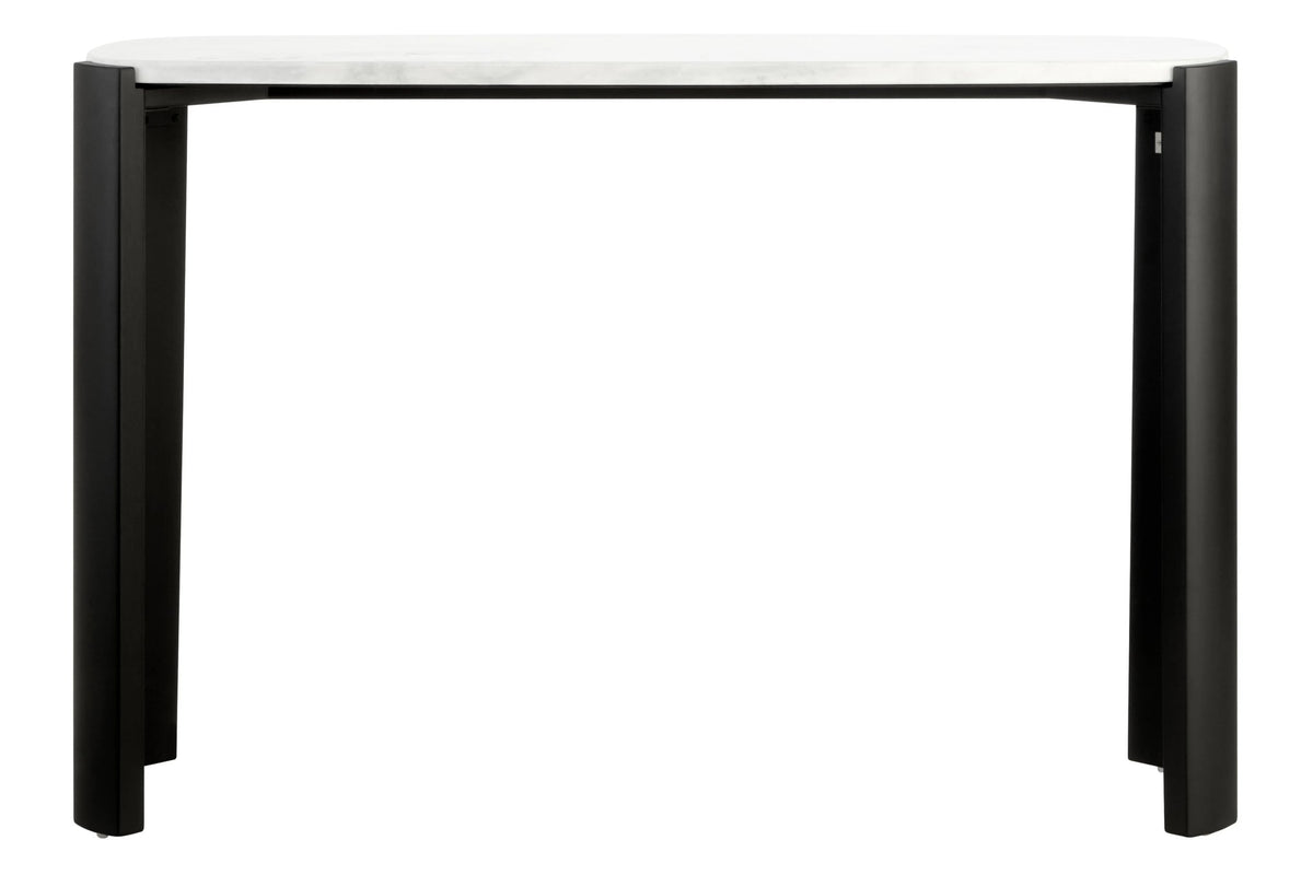 Iberia White Marble Top and Black Acacia Wood Console Table