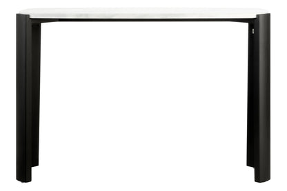 Iberia White Marble Top and Black Acacia Wood Console Table