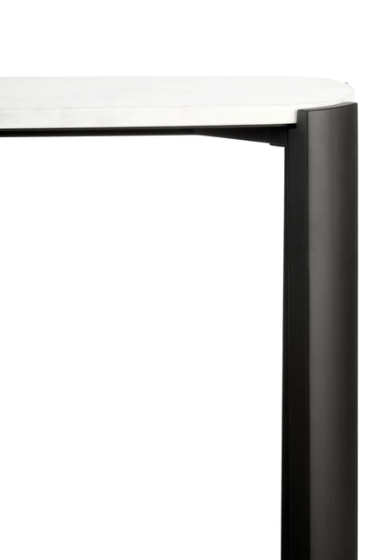 Iberia White Marble Top and Black Acacia Wood Console Table