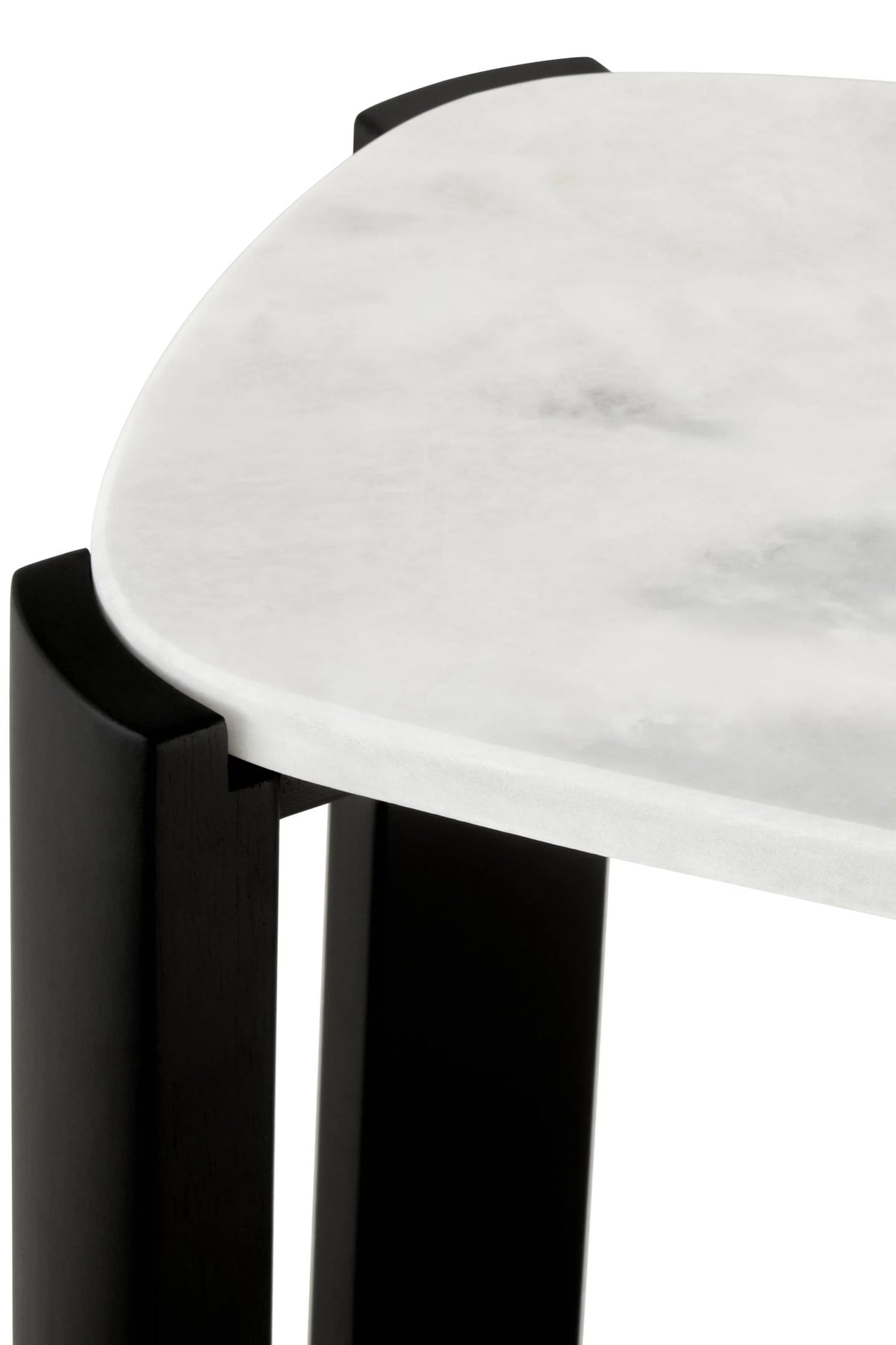 Iberia White Marble Top and Black Acacia Wood Console Table