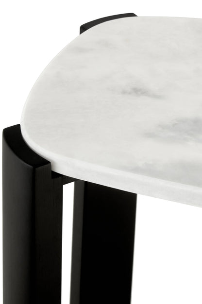 Iberia White Marble Top and Black Acacia Wood Console Table
