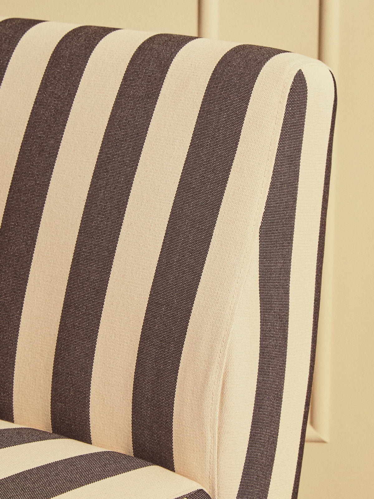 Bexley Black and White Stripe Armless Chair with Wooden Feet