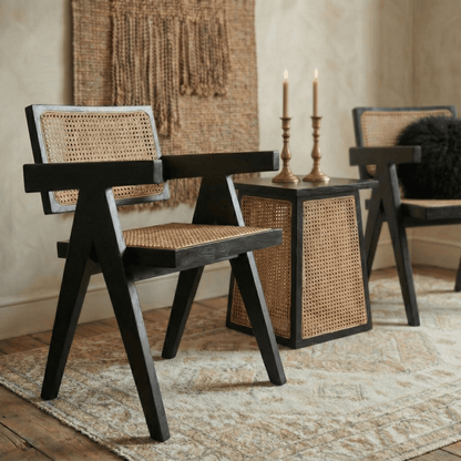 Pacific Natural Cane and Black Beech Wood Dining Chair