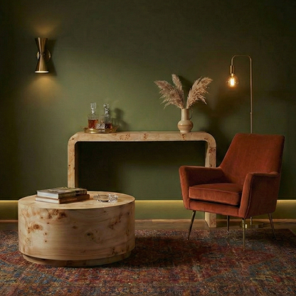 Sequoia Burl Wood Design Curved Console Table