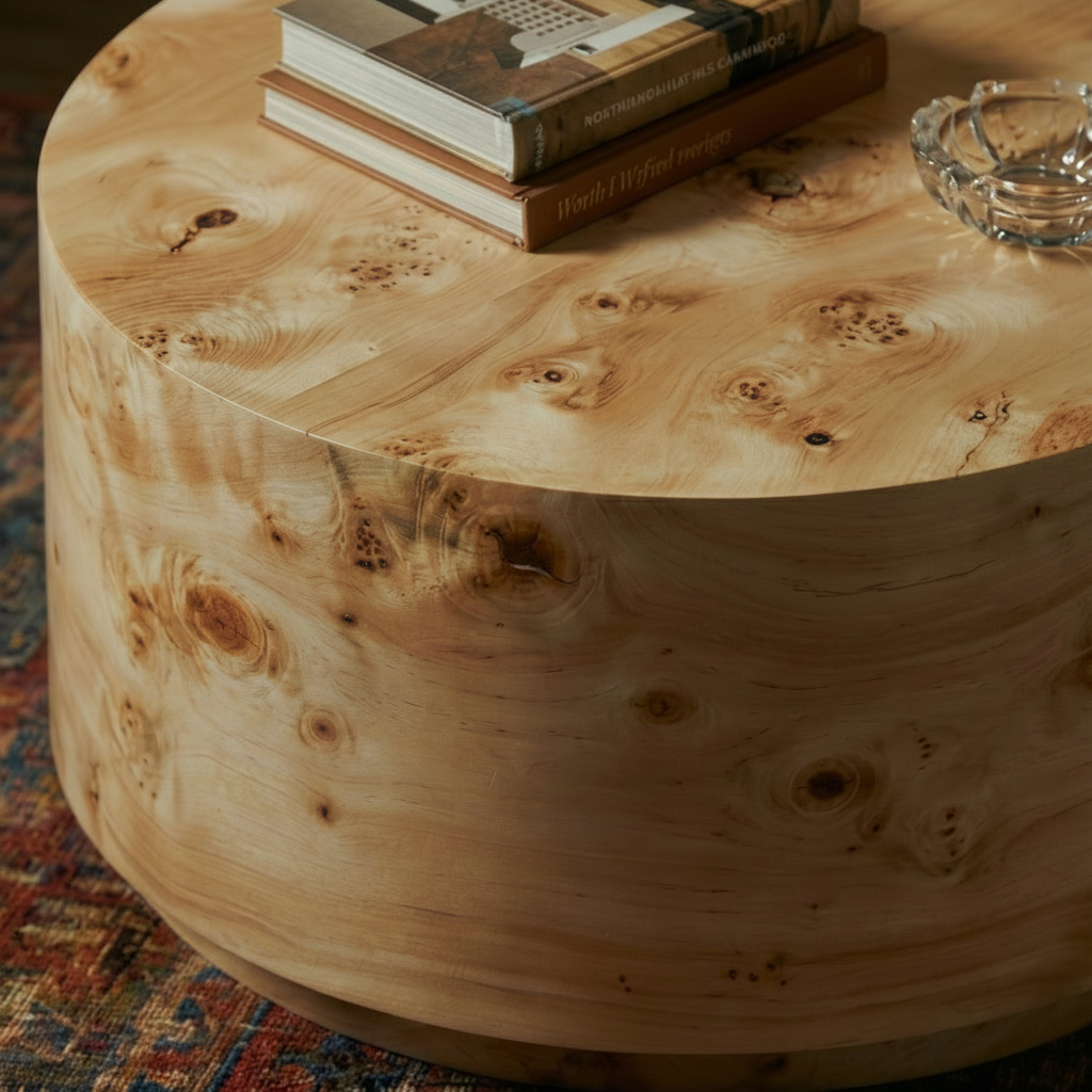 Sequoia Burl Wood Design Round Coffee Table