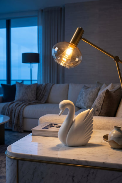 Carrara White Marble Decorative Swan